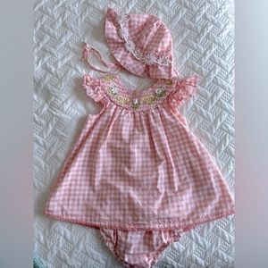 12-18 mo. TAHARI dress set with hat and bloomers